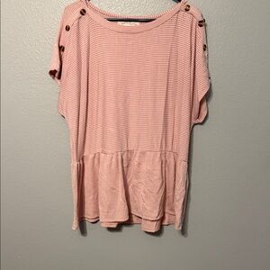 French Laundry Pink Striped Button-Accent Blouse